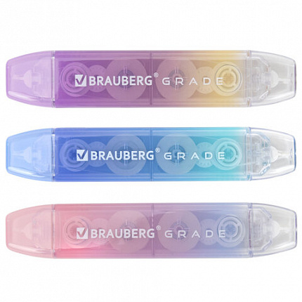 Корректирующая лента двусторонняя BRAUBERG "GRADE PASTEL", 5 мм x 10 м, КОМПЛЕКТ 3 штук, 273026