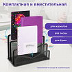 Подставка для бумаг и писем BRAUBERG "Germanium", металлическая, 3 секции, 122х173х83 мм, черная, 231946