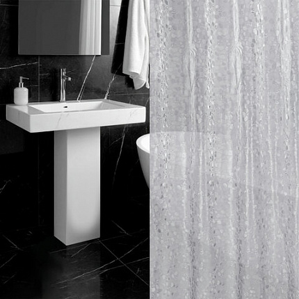 Шторка для ванной EVA, 180х200 см, кольца в комплекте, СЕРАЯ ЛЕДЯНАЯ СВЕЖЕСТЬ, PRIMILA (ПРИМИЛА), 700101