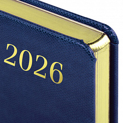 Ежедневник датированный 2026 А5 138x213 мм, BRAUBERG "Iguana", под кожу, синий, 117056