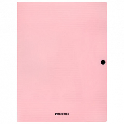 Папка на кнопке пластиковая BRAUBERG "PASTEL", А4, 3 клапана, 600 мкм, цвета ассорти, 272886