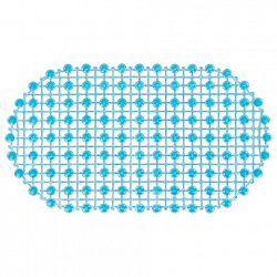 Коврик для ванны противоскользящий 68х39 см, "Молекулы", овальный, голубой, ПВХ, PRIMILA (ПРИМИЛА), 700388