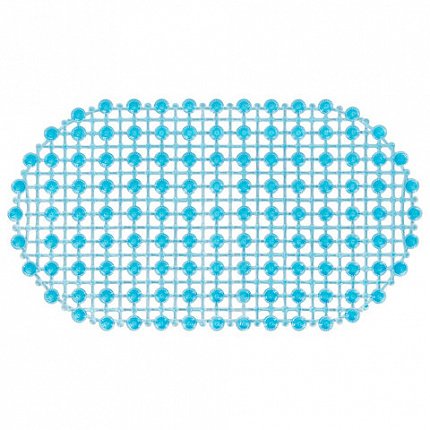 Коврик для ванны противоскользящий 68х39 см, "Молекулы", овальный, голубой, ПВХ, PRIMILA (ПРИМИЛА), 700388