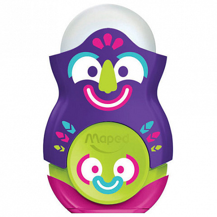 Точилка MAPED "Loopy Fancy", с контейнером и стирательной резинкой, корпус ассорти, 049131