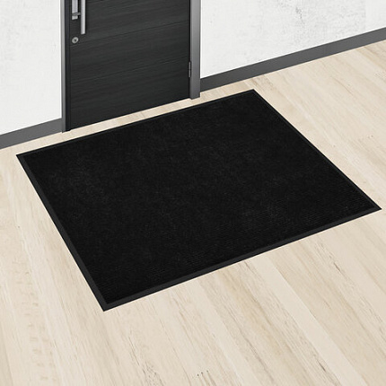 Коврик придверный 120х150 см, ЧЕРНЫЙ, влаго-грязезащитный, 430 г/м2, ребристый, ЛЮБАША СТАНДАРТ, 701040