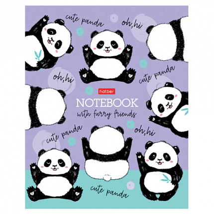 Тетрадь А5 48 л., HATBER скоба, клетка, матовая ламинация, "Пушистые хвостики" (микс в спайке), 079183, 48Т5лВ1