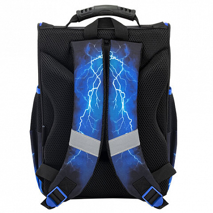 Ранец ПИФАГОР BASIC, 1 отделение, 3 кармана, эргономичная спинка, "Lightning car", 35х28х18 см, 274422