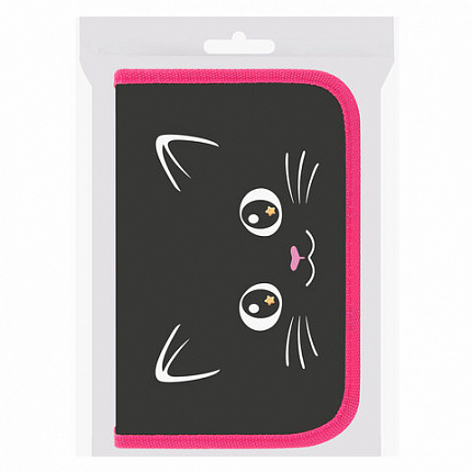 Пенал ПИФАГОР, 1 отделение, ламинированный картон, 19х11 см, "Dark kitten", 273467