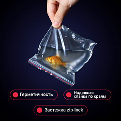 Пакеты с замком ZIP LOCK "зиплок", комплект 100 шт., 150х200 мм, ПВД, толщина 40 микрон, BRAUBERG, 606213