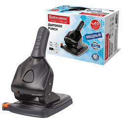 Дырокол металлический МОЩНЫЙ BRAUBERG "Heavy duty" до 65 л., эргономичный, черный, 228496