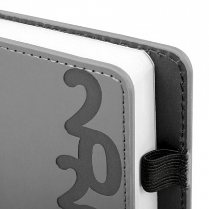 Ежедневник датированный 2026, А5, 150x213 мм, BRAUBERG "Up", под кожу, софт-тач, держатель для ручки, серый, 117119