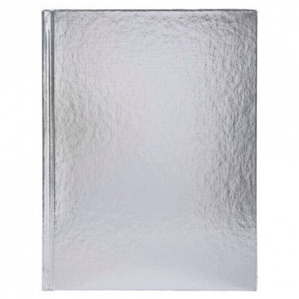 Блокнот А5 167х216 мм, 80 л., твёрдый, бумвинил "METALLIC", клетка, блок 5 цв., HATBER, серебро, 084777, 80ББ5В1