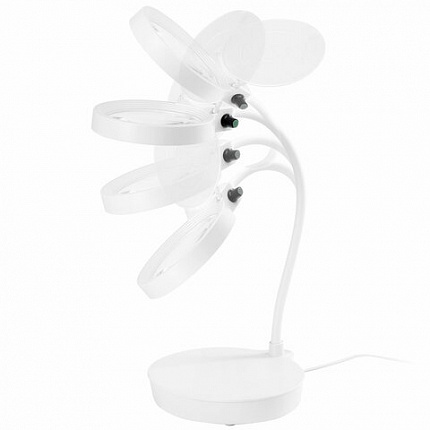 Лупа настольная с LED-ПОДСВЕТКОЙ, диаметр 110 мм, увеличение 3, корпус белый, BRAUBERG, 455930