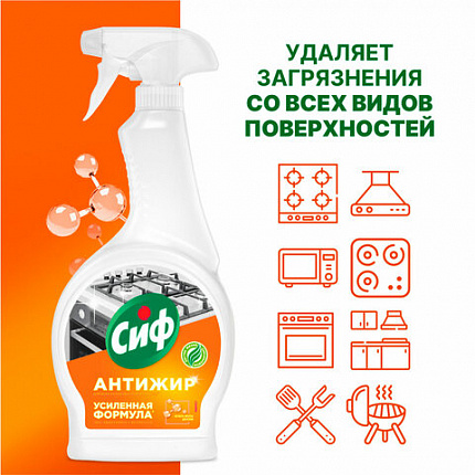 Средство для чистки плит, духовок, грилей от жира и нагара 500 мл, СИФ Антижир "Цитрус"