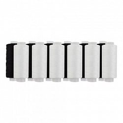 Нитки швейные 45 ЛЛ, 200 м, полиэстер, НАБОР 12 штук, 6 белых / 6 черных, DEVELIA (Девелиа), 609620