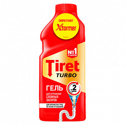 Средство для прочистки канализационных труб 500 мл, TIRET (Тирет) "Turbo", гель, 8147369