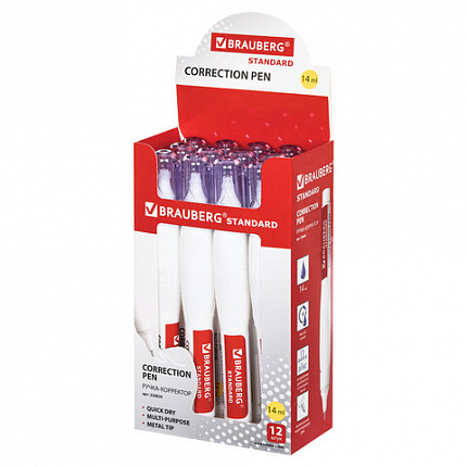 Ручка-корректор BRAUBERG, 14 мл, металлический наконечник, 226820