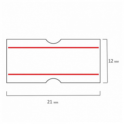 Этикет-лента 21х12 мм, прямоугольная, белая с красной полосой, КОМПЛЕКТ 10 рулонов по 1000 этикеток, 117546