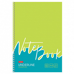 Тетрадь А4 80 л., HATBER, гребень, клетка, обложка картон, жесткая подложка, "Underline" (микс), 077006, 80Т4В1гр