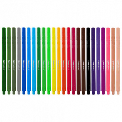 Фломастеры трехгранные 24 цвета, вентилируемый колпачок, BRAUBERG "PREMIUM", ПВХ-упаковка, 152194