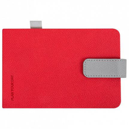 Еженедельник недатированный МАЛЫЙ ФОРМАТ 105х158мм BRAUBERG "Modern" под кожу, застежка, 64 листа, красный, 118659