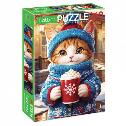 Пазл картонный "ЗИМНИЕ РАДОСТИ " 260 элементов АССОРТИ, 220х330 мм, HATBER