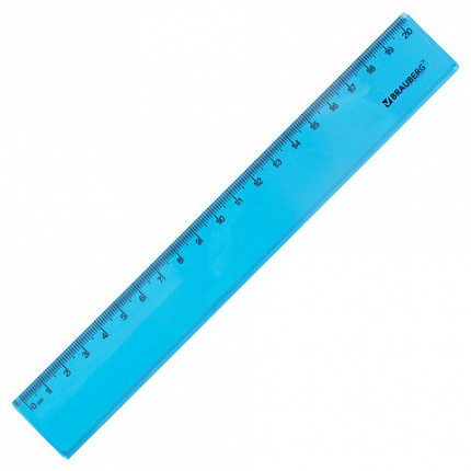 Линейка пластиковая 20 см BRAUBERG "FRUITY", тонированная, ассорти, 210766