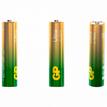 Батарейки КОМПЛЕКТ 4 шт., GP Ultra G-Tech, AAA (LR03, 24А), алкалиновые, мизинчиковые, 24AUA21-2CRSBC4