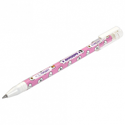 Ручка стираемая гелевая ЮНЛАНДИЯ "Котята", СИНЯЯ, корпус ассорти, узел 0,5 мм, линия письма 0,35 мм, 143659