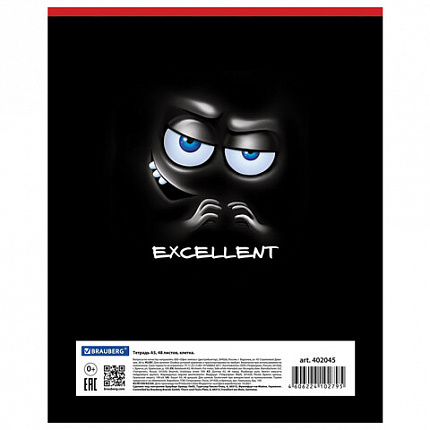 Тетрадь А5, 48 л., BRAUBERG, скоба, клетка, обложка картон, МОРДАШКА, 402045