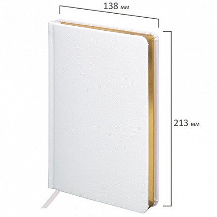 Ежедневник недатированный А5 138х213 мм, BRAUBERG "Iguana", под кожу, 160 л., белый, 114458