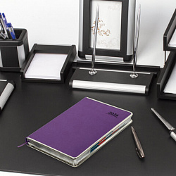 Ежедневник датированный 2026 А5 148х218мм GALANT "Infinity Silver", под кожу, фиолетовый, 117498