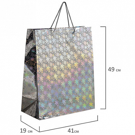 Пакет подарочный новогодний (1 шт.) 41x19x49 см (XXL), ГОЛОГРАФИЯ, ассорти 3 цвета, ЗОЛОТАЯ СКАЗКА, 609613