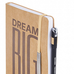 Ежедневник недатированный А5 138х213 мм BRAUBERG "BeStyle", под кожу, резинка, держатель, 160 л., песочный, 116216