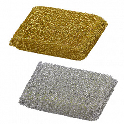Губки для посуды 11,5х7,8х2,8 см, КОМПЛЕКТ 2 шт., поролон в металлизированной оплетке, LAIMA К1011, 601592
