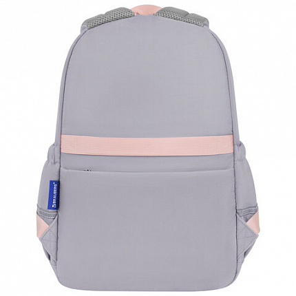 Рюкзак BRAUBERG PASTEL с термонашивками в комплекте, "Милые лапки", серый, 40х29х14 см, 272064