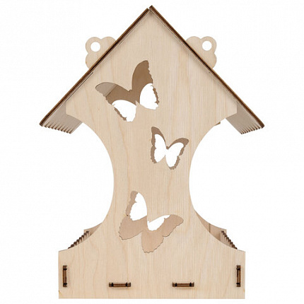 Конструктор-кормушка для птиц "Бабочки", сборная модель 24х21х18 см, фанера, BAMBOX (БАМБОКС), 666179