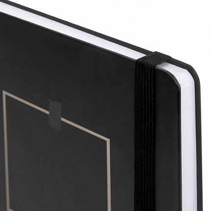 Ежедневник недатированный с резинкой А5 145х203 мм, BRAUBERG, твердый, 128 л., "Black", 116288