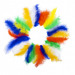 Перья декоративные страусиные, 10-12 см, 24 шт., 6 цветов, яркие, ассорти, ОСТРОВ СОКРОВИЩ, 661378