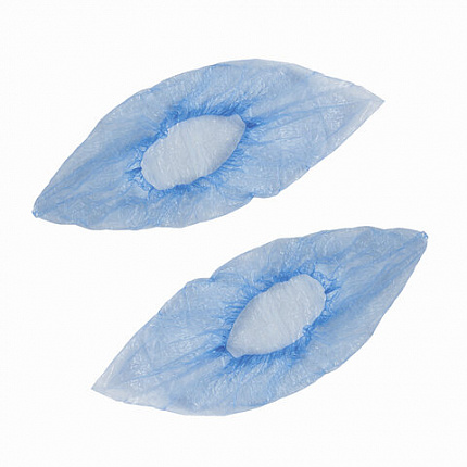 Бахилы КОМПЛЕКТ 100 штук (50 пар) в упаковке, ЭКОНОМ, размер 40х14 см, 1,8 г, ПНД, ЛЮБАША, 104978