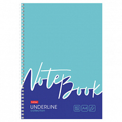 Тетрадь А4 80 л., HATBER, гребень, клетка, обложка картон, жесткая подложка, "Underline" (микс), 077006, 80Т4В1гр