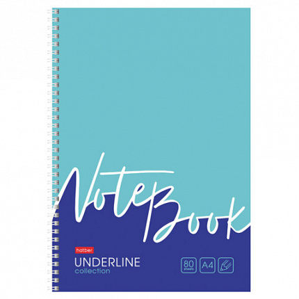 Тетрадь А4 80 л., HATBER, гребень, клетка, обложка картон, жесткая подложка, "Underline" (микс), 077006, 80Т4В1гр