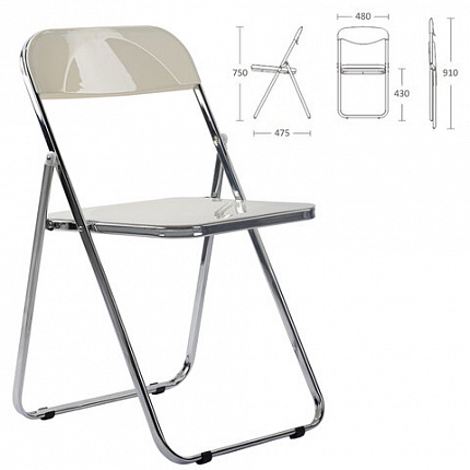 Стул складной глянцевый белый BRABIX "Style CF-015", хромированный каркас, пластик, 533249
