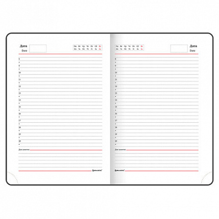 Ежедневник недатированный А5 138х213 мм BRAUBERG "Towny" под кожу, магнитный клапан 160 л., черный, 123785