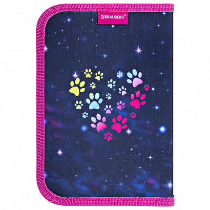 Пенал BRAUBERG, 1 отделение, полиэстер, 21х14 см, "Space cat", 273518