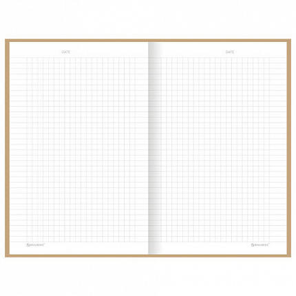 Блокнот А5 134х206 мм, 80 л., твёрдый, клетка, BRAUBERG "Minimal", бежевый, 116438