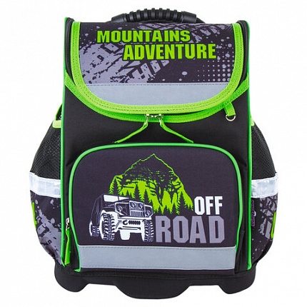 Ранец ЮНЛАНДИЯ WISE, 1 отделение, 3 кармана, устойчивое дно, "Offroad", 37х29х15 см, 228814