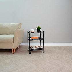 Этажерка офисно-бытовая "Ладья-33КС", 650х450х300 мм, 2 яруса + столик, металл, черная, Э 356 Ч