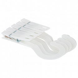 Прищепки бельевые с крючком 13 см, КОМПЛЕКТ 5 штук, пластик, белые, PRIMILA (ПРИМИЛА) EXTRA, 700518
