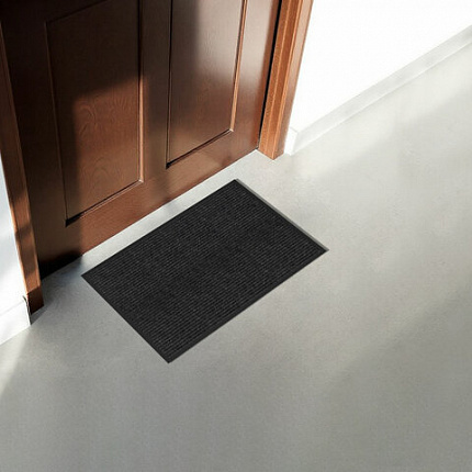 Коврик придверный 40х60 см, ЧЕРНЫЙ, влаго-грязезащитный, 450 г/м2, ребристый, PRIMILA (ПРИМИЛА) EXTRA, 701027